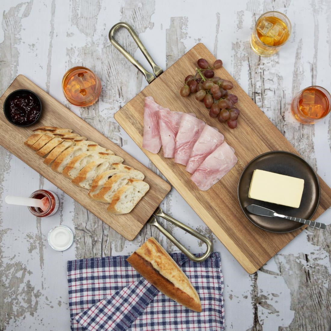 Olympia Rectangular Paddle Board Acacia Wood With Metal Handle 575x152mm - HX391