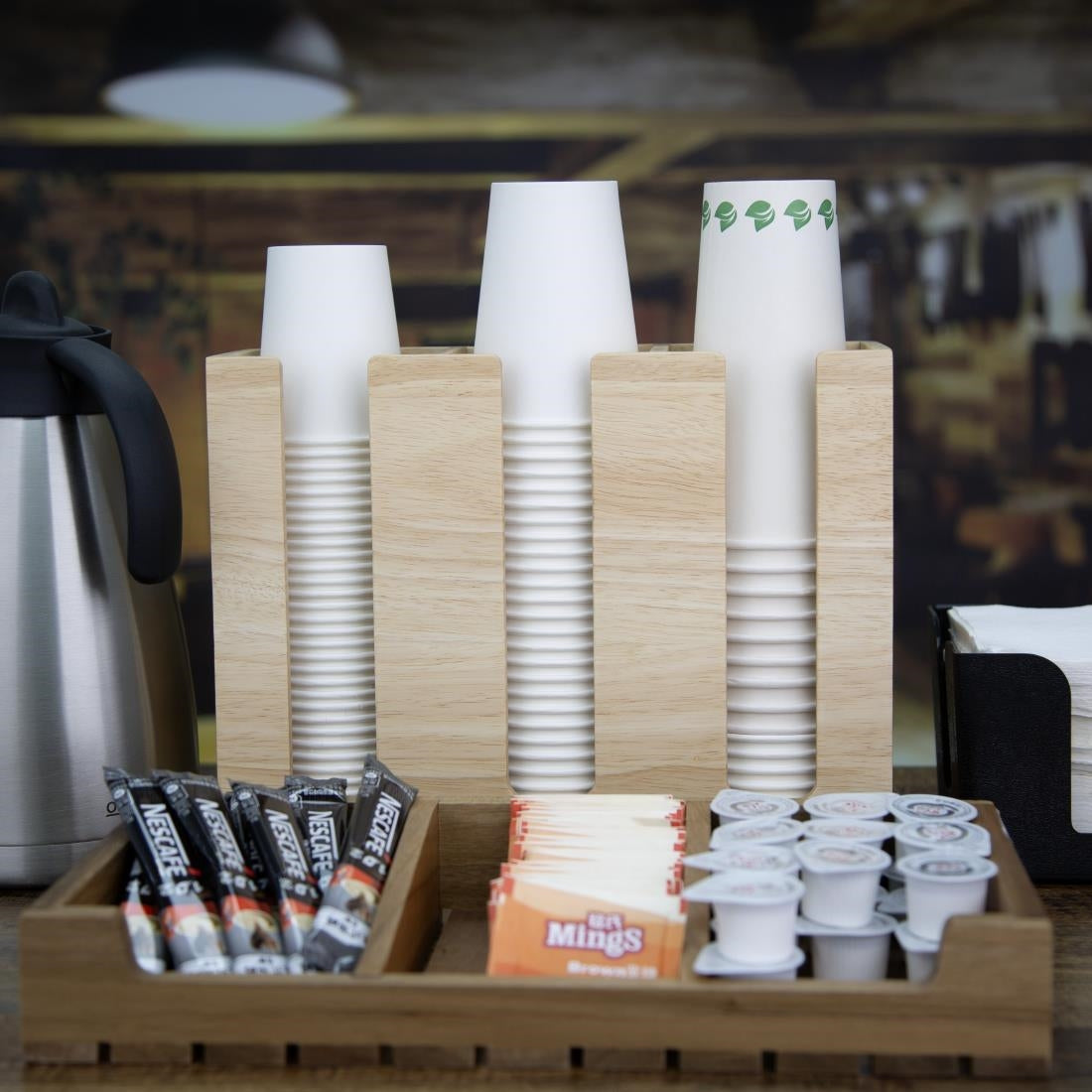 Olympia Cup Organiser Hevea Wood 340x120x240mm - HX394