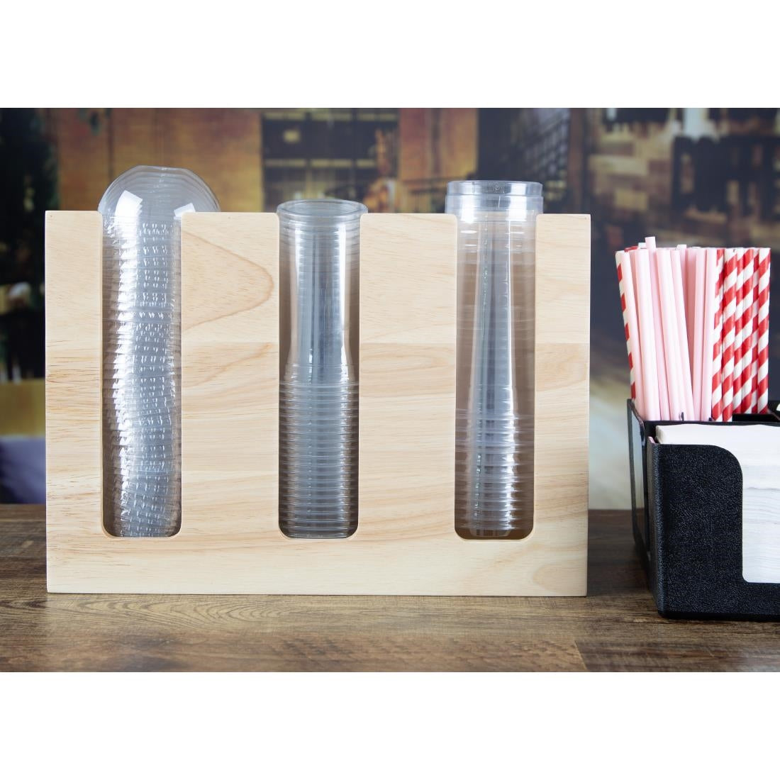 Olympia Cup Organiser Hevea Wood 340x120x240mm - HX394