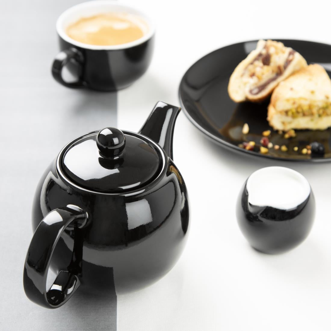 Olympia Café Teapot Black 450ml (2 Pack) - HX799