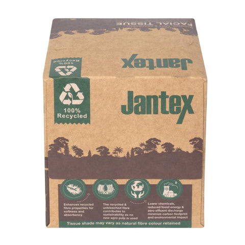 Jantex Green 100% Recycled Facial Tissue Cube 100 Sheets (36 Pack) - HX931