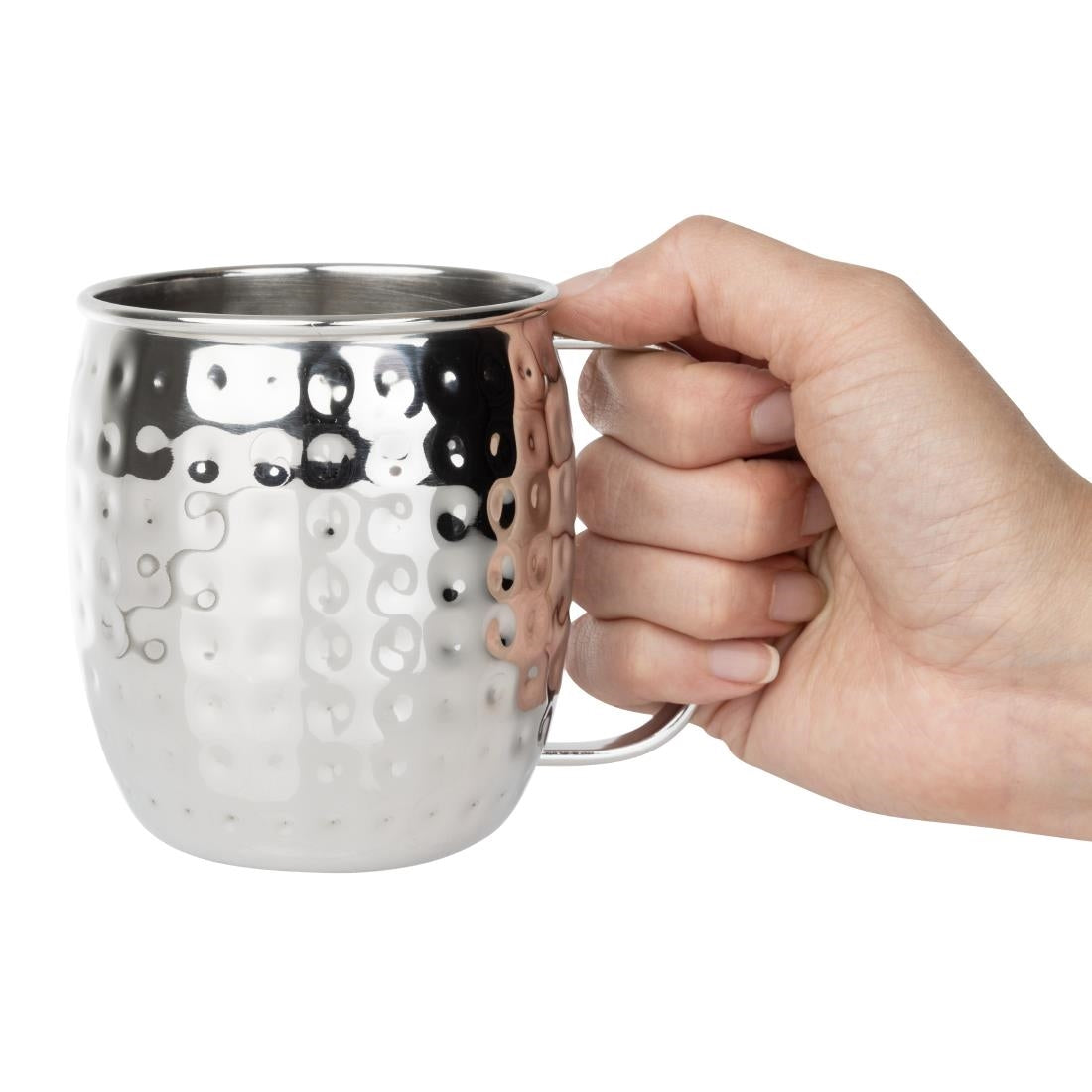 Olympia Barware Hammered Stainless Steel Mugs 440ml - HY113