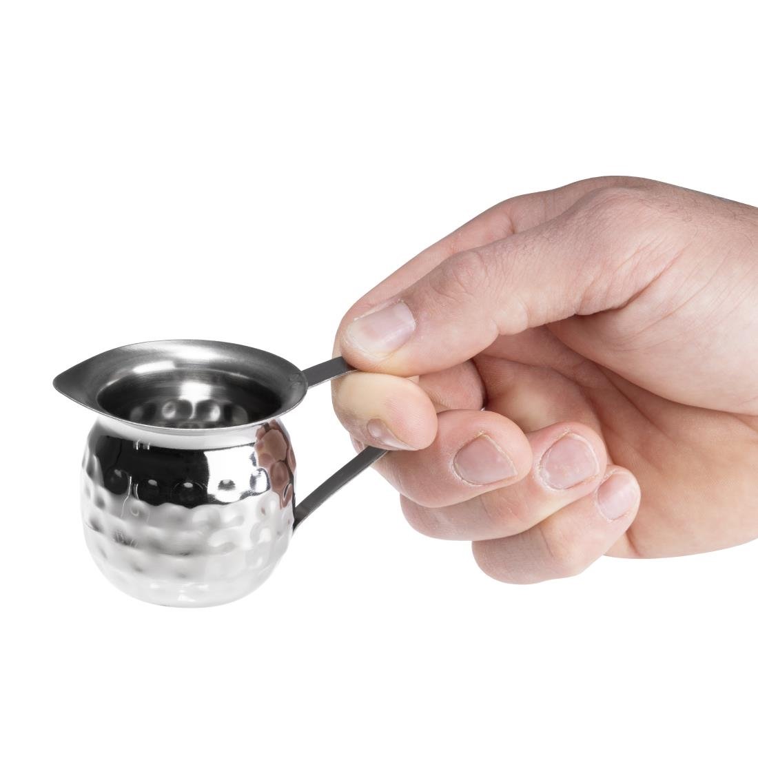 Olympia Hammered Stainless Steel Mini Milk Jug 78ml (6 Pack) - HY117