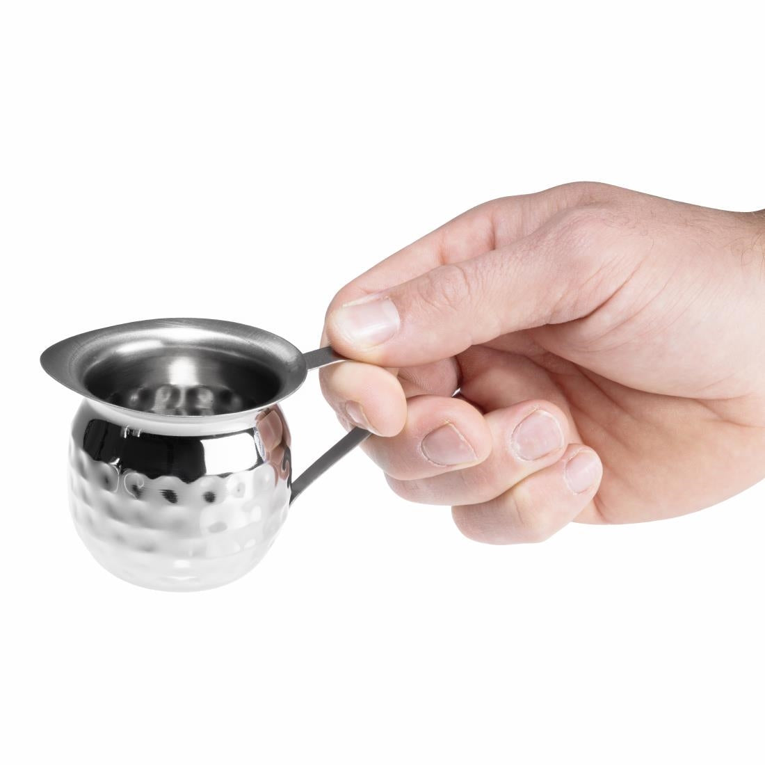 Olympia Hammered Stainless Steel Mini Milk Jug 120ml (6 Pack) - HY119