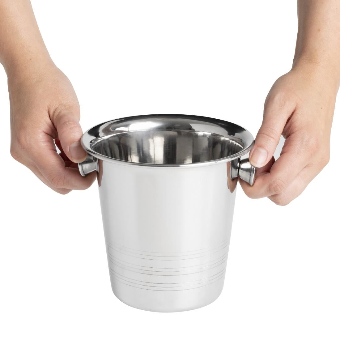 Olympia Ice Bucket with Handles and Etch Detail Stainless Steel 1050ml - HY121