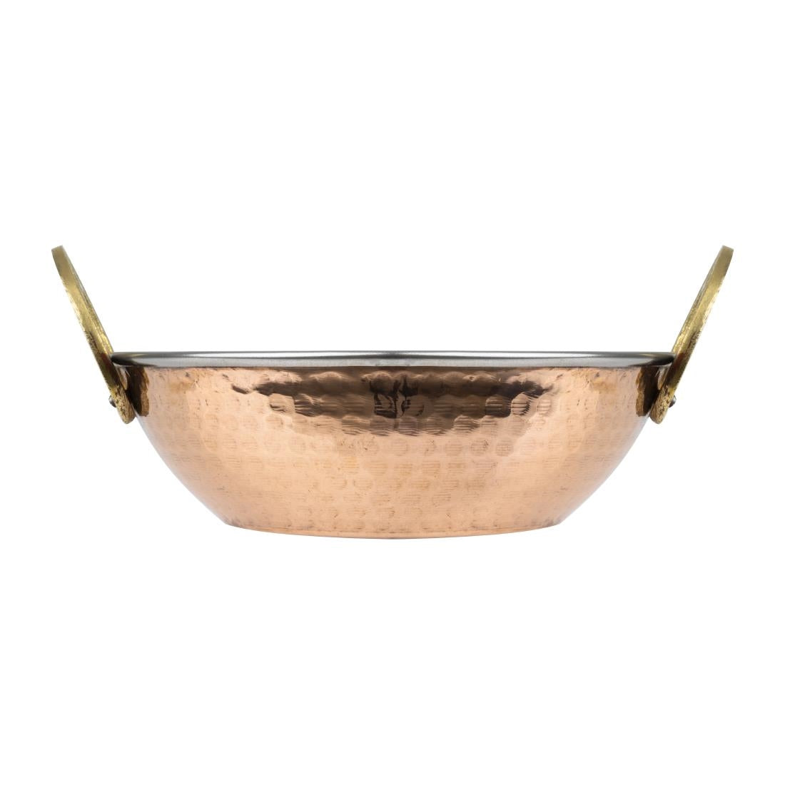 Olympia Copper Kadai Dish Stainless Steel Brass Handles 660ml - HY129
