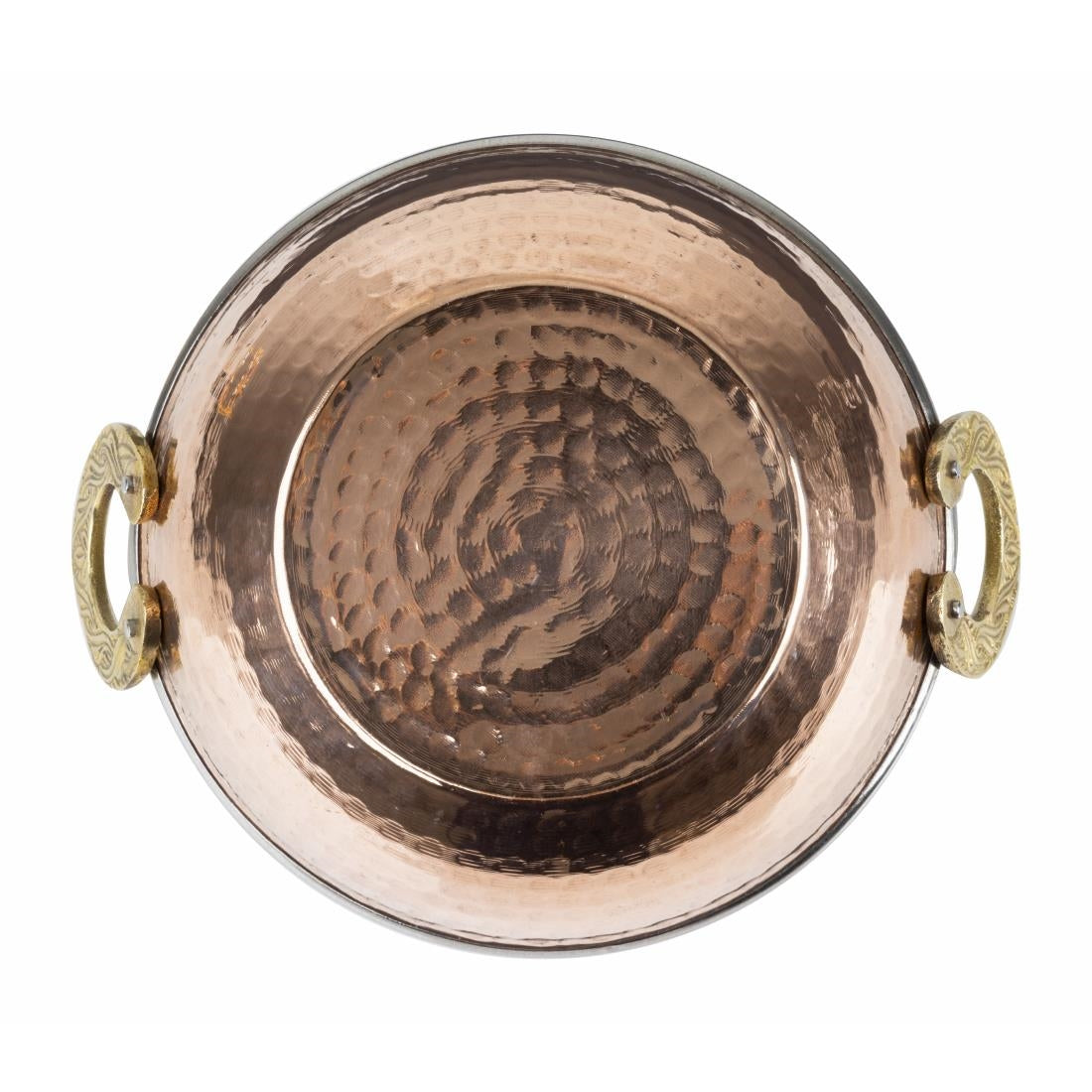 Olympia Copper Kadai Dish Stainless Steel Brass Handles 660ml - HY129