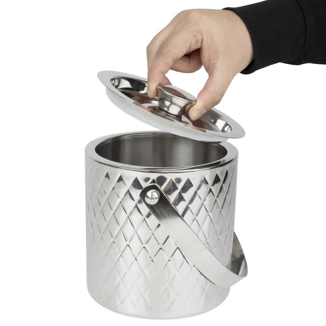 Olympia Geo Double Wall Ice Bucket Stainless Steel 1950ml - HY134