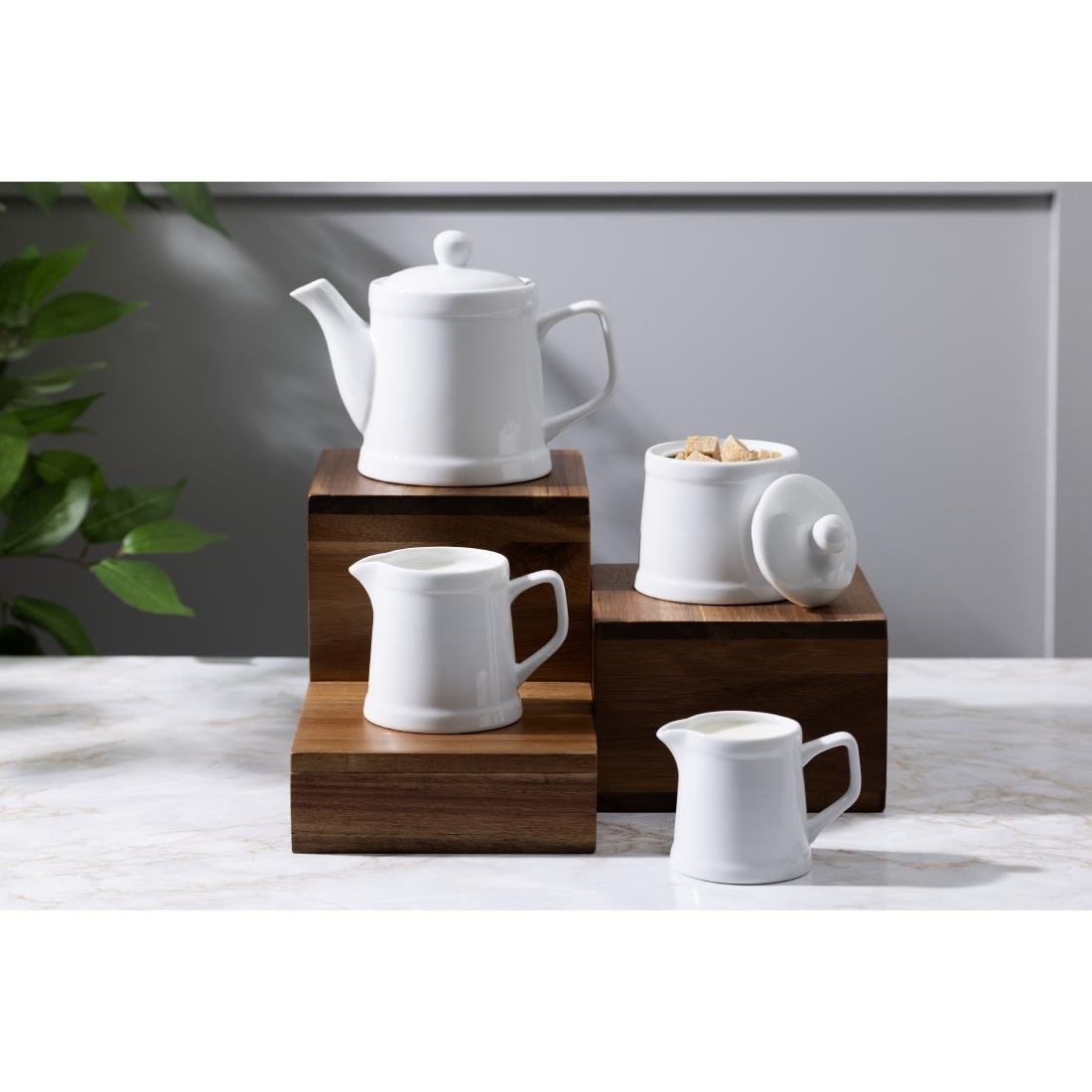 Olympia Whiteware Pier Sugar Bowls with Lids 250ml (6 Pack) - HY547