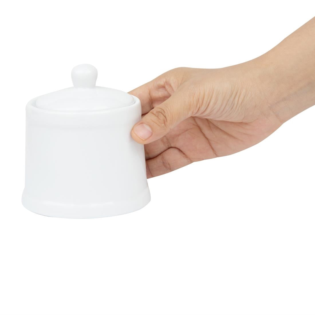 Olympia Whiteware Pier Sugar Bowls with Lids 250ml (6 Pack) - HY547