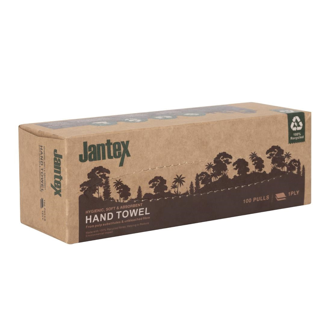Jantex Green 100% Recycled 1ply Hand Towel 100 Sheets (36 Pack) - HY595