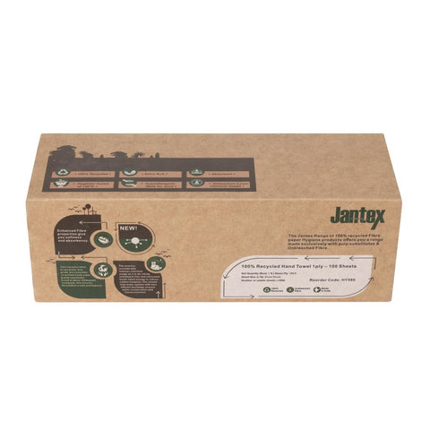 Jantex Green 100% Recycled 1ply Hand Towel 100 Sheets (36 Pack) - HY595