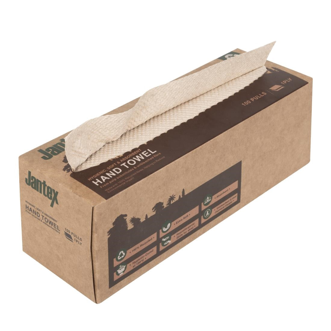 Jantex Green 100% Recycled 1ply Hand Towel 100 Sheets (36 Pack) - HY595