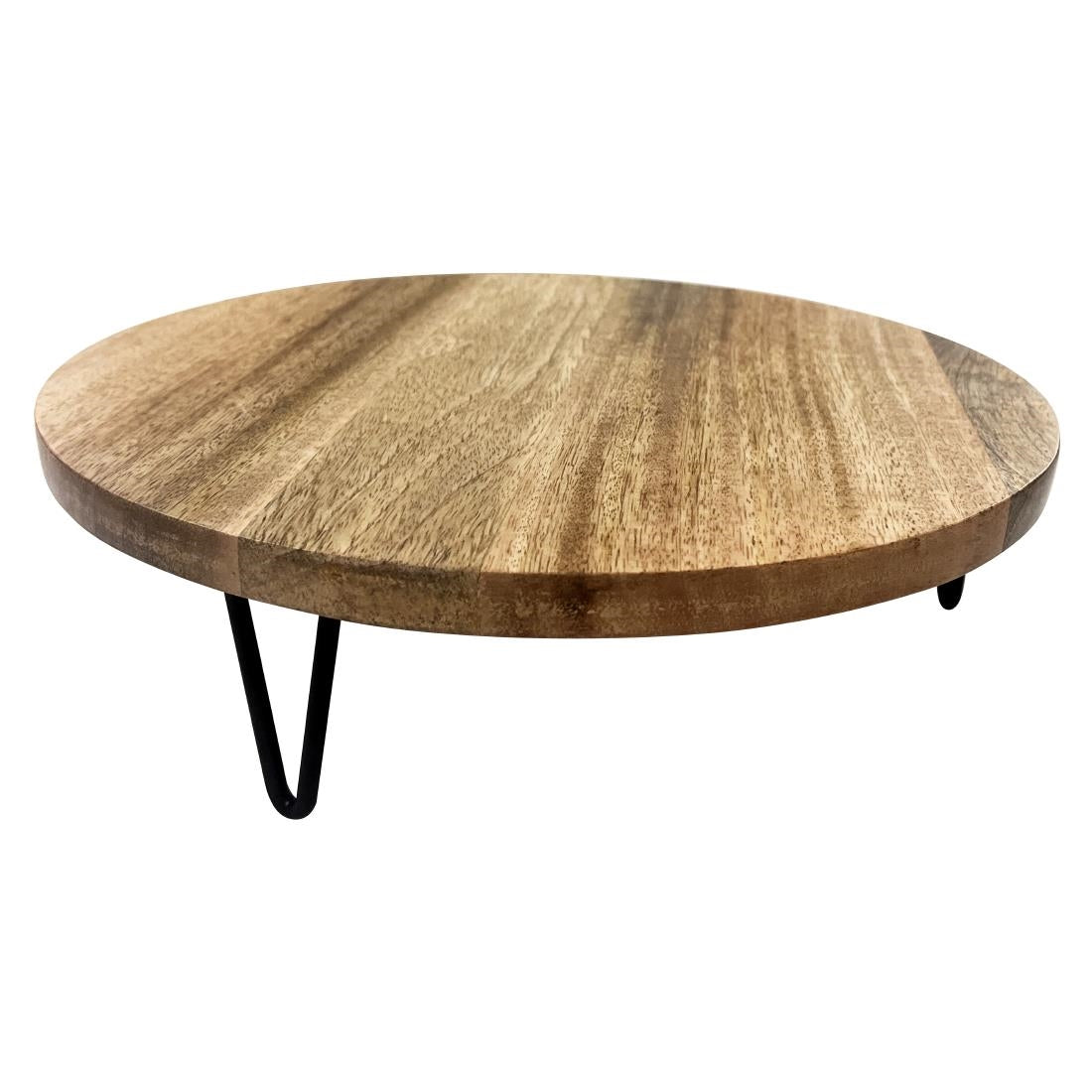 Olympia Round Display Stand Mango Wood with Metal Legs 300x80mm - HY752