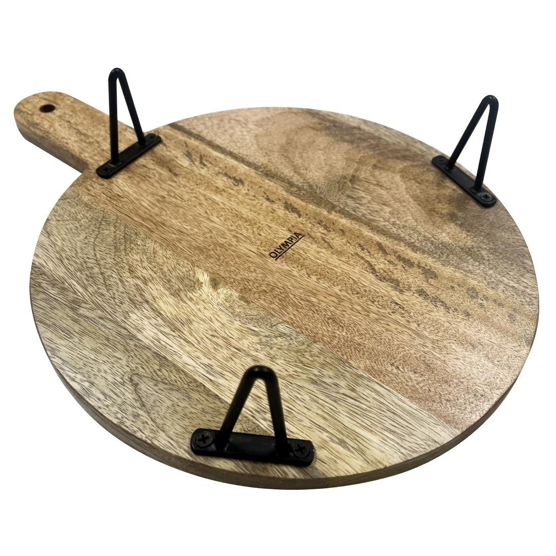 Olympia Round Handled Display Stand Mango Wood with Metal Legs 400x300x80mm - HY754