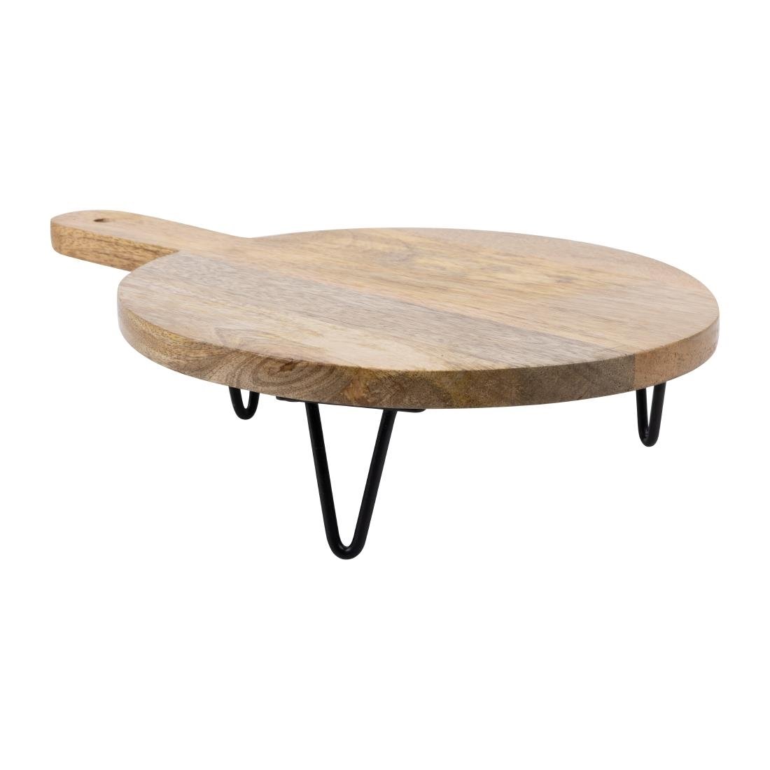 Olympia Round Handled Display Stand Mango Wood with Metal Legs 350x250x80mm - HY755