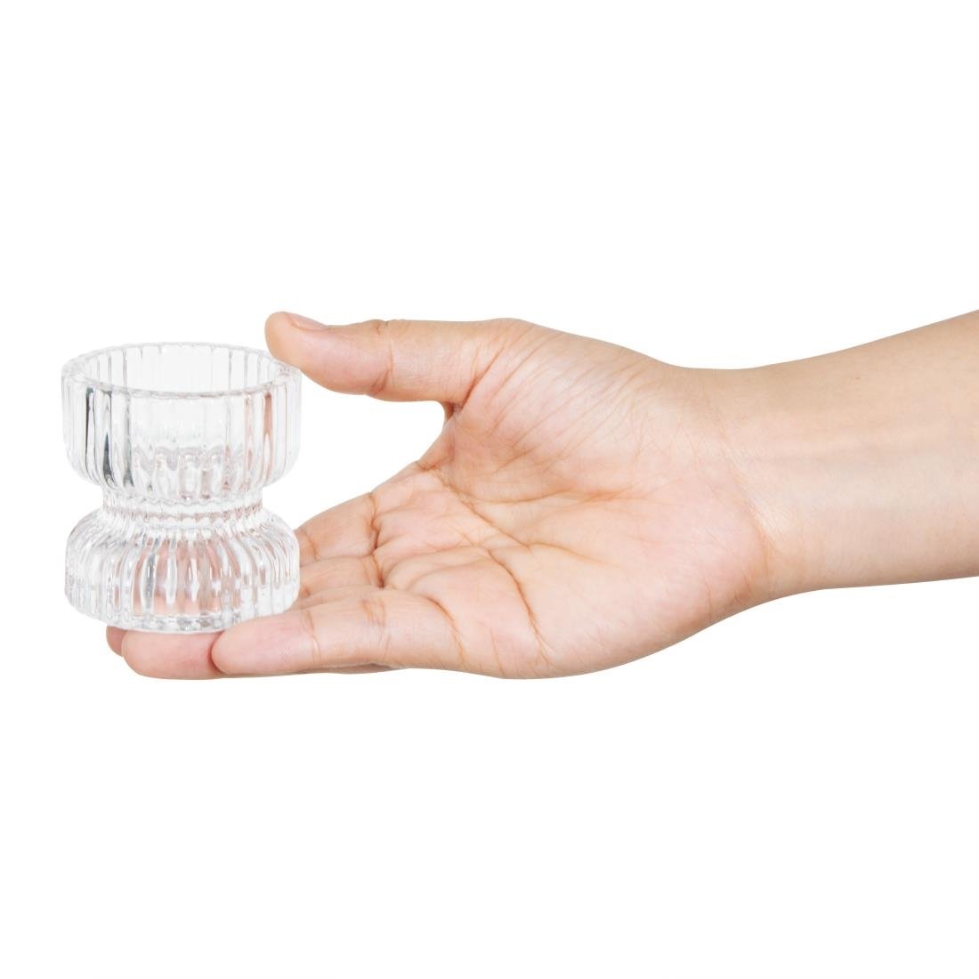 Olympia Ridged Glass Tealight/Candle Holders 52x52mm (6 Pack) - HZ331