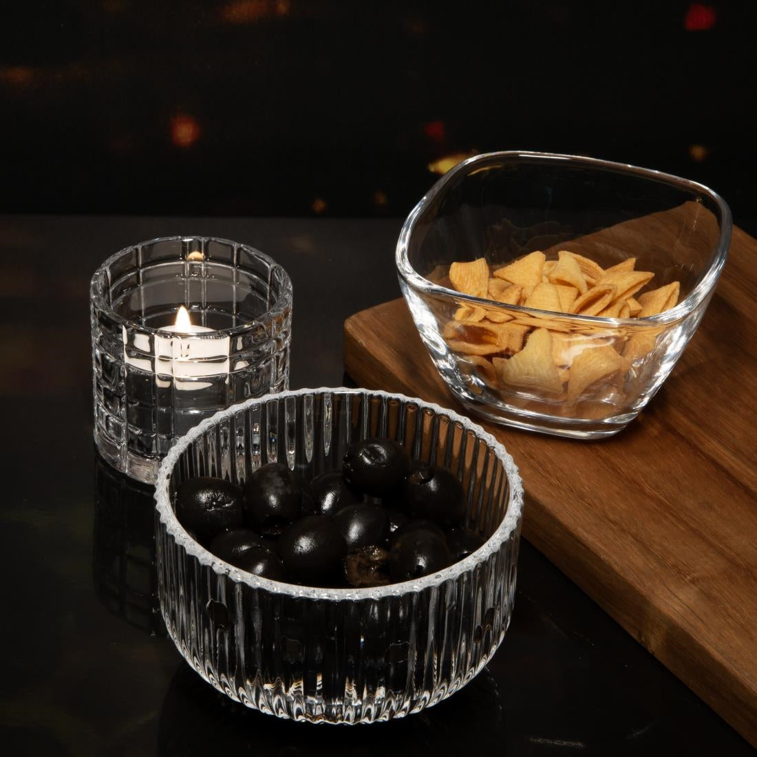 Olympia Square Glass Tall Snack Bowls (6 Pack) - HZ334
