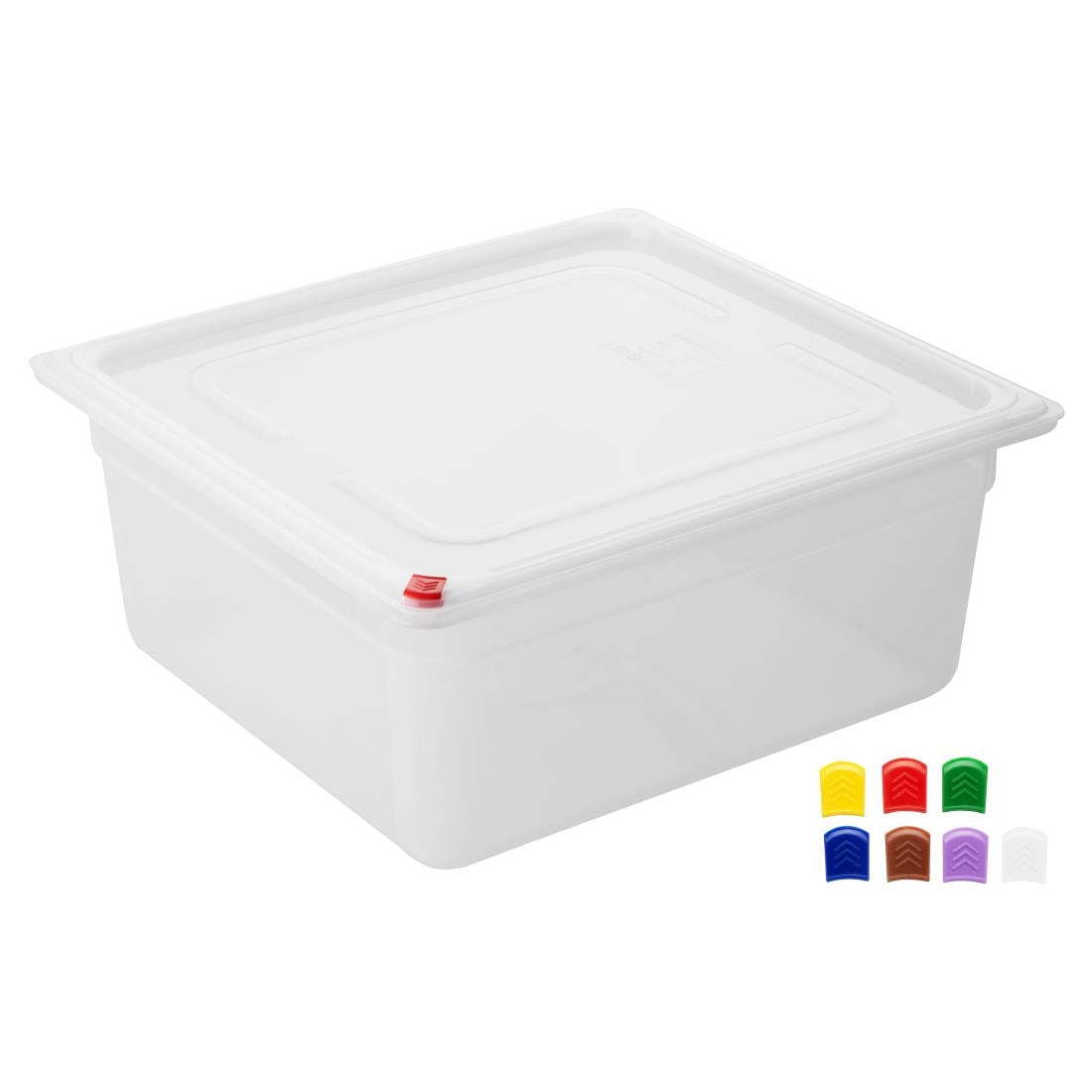 Hygiplas Click PP 2/3 GN 12Ltr Container with Lid & 7 Colour Clips 150mm (4 Pack) - HZ351