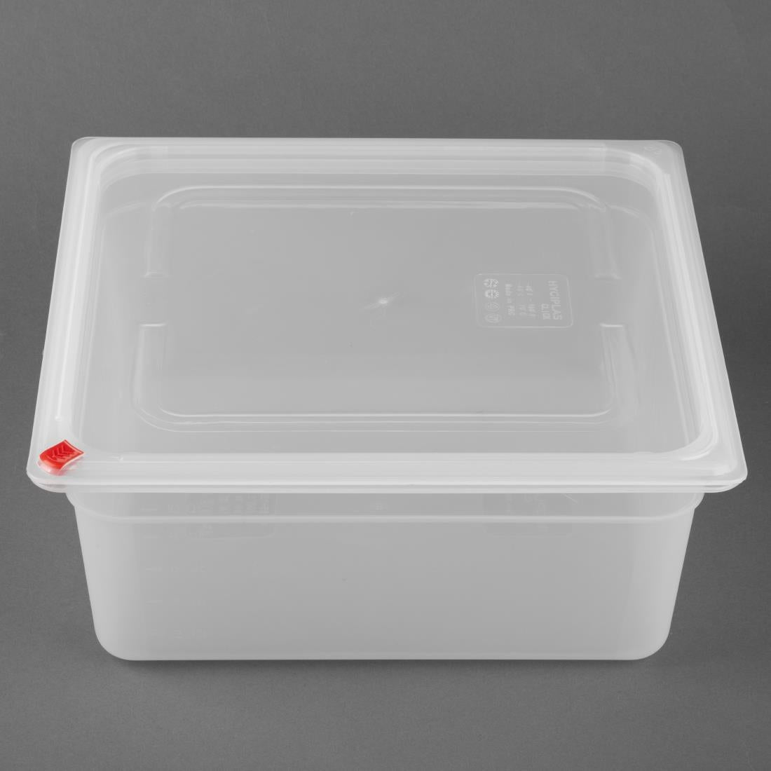 Hygiplas Click PP 2/3 GN 12Ltr Container with Lid & 7 Colour Clips 150mm (4 Pack) - HZ351