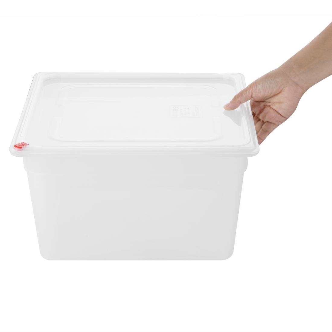 Hygiplas Click PP 2/3 GN 16.1Ltr Container with Lid & 7 Colour Clips 200mm (4 Pack) - HZ352