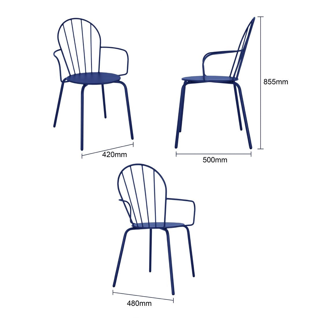 Bolero Adeline Arm Chairs Dark Navy (4 Pack) - HZ359