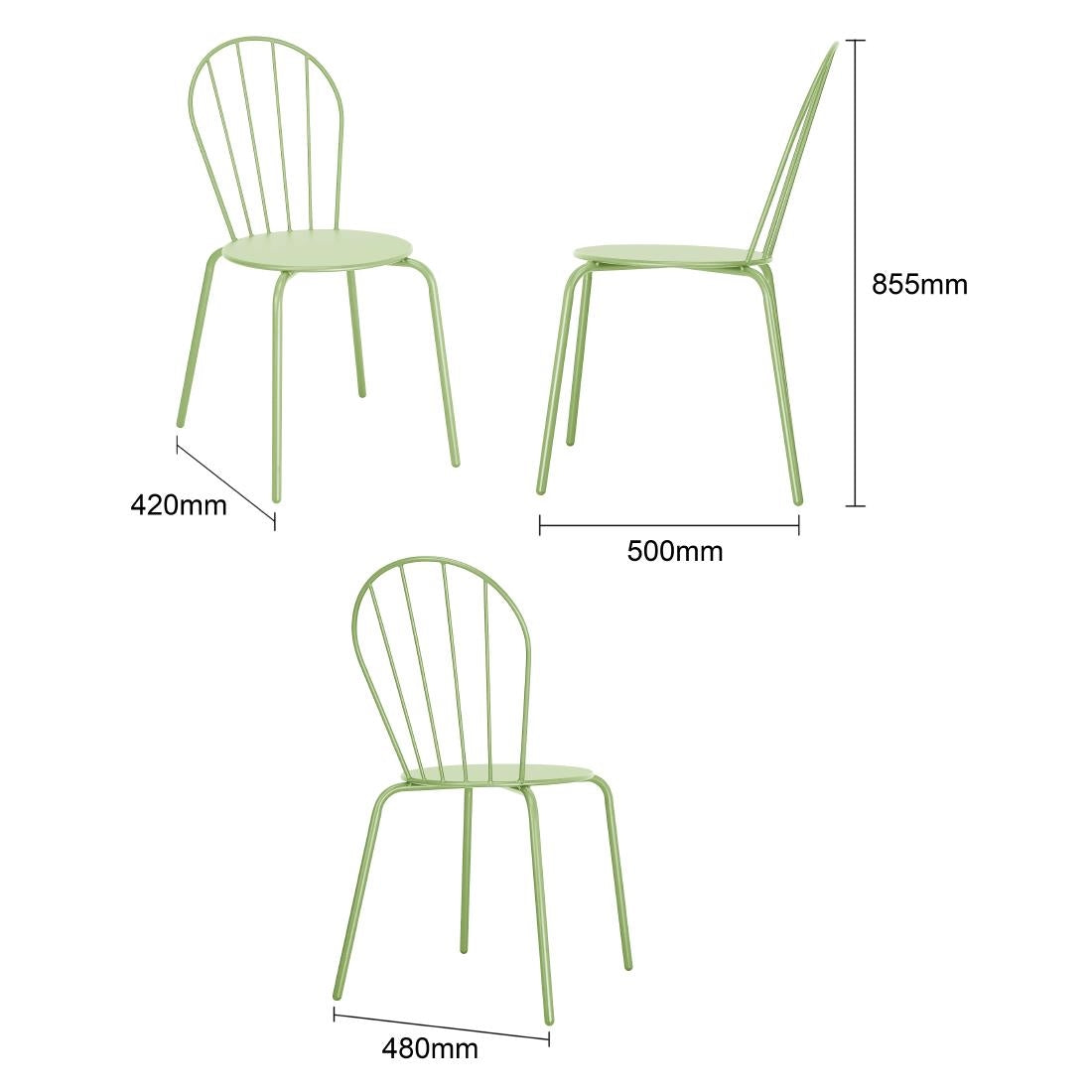 Bolero Adeline Side Chair Light Green (4 Pack) - HZ363