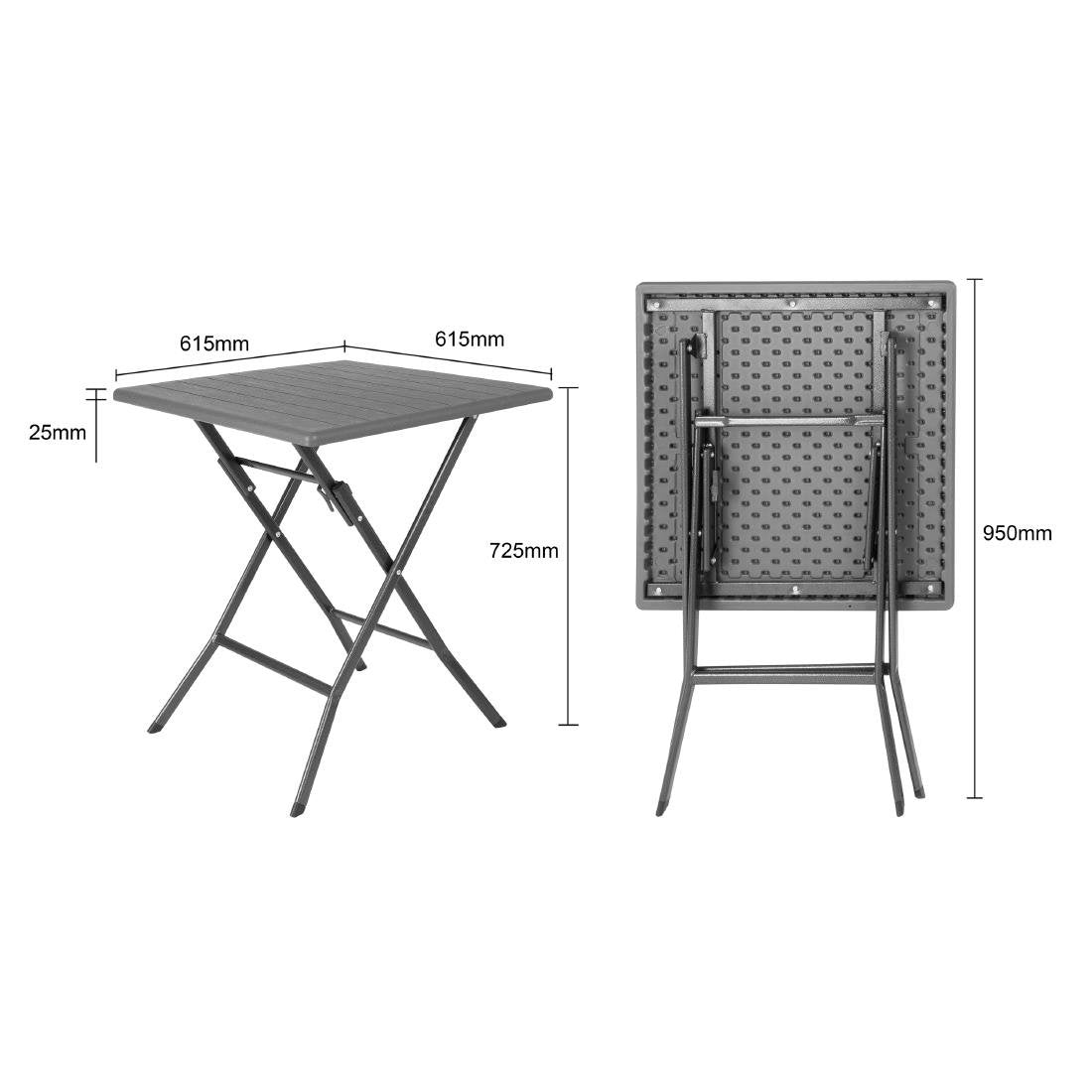 Bolero Square Folding HDPE Table Wood Effect 620mm - HZ890