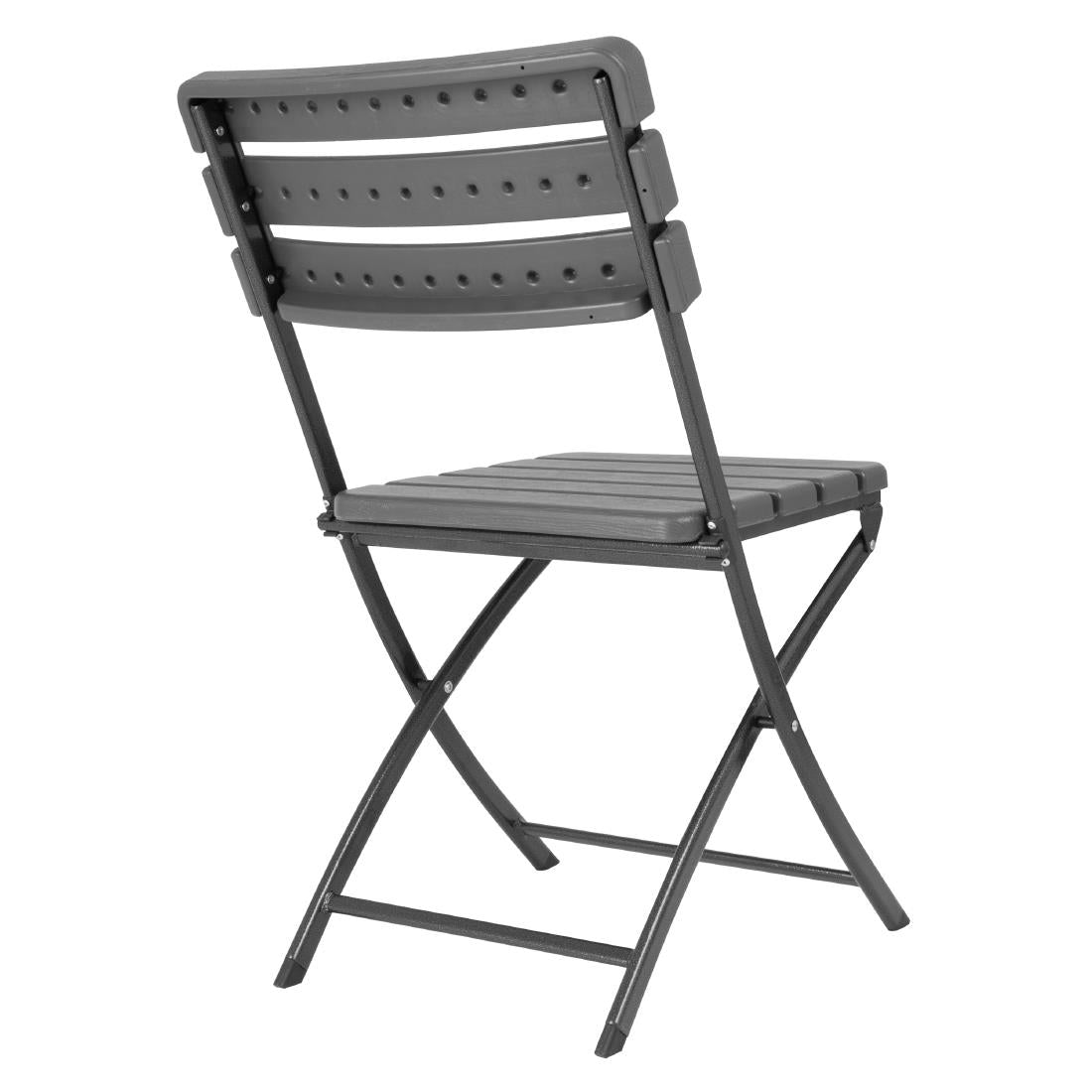 Bolero Folding Chairs Grey Wood Effect (2 Pack) - HZ891