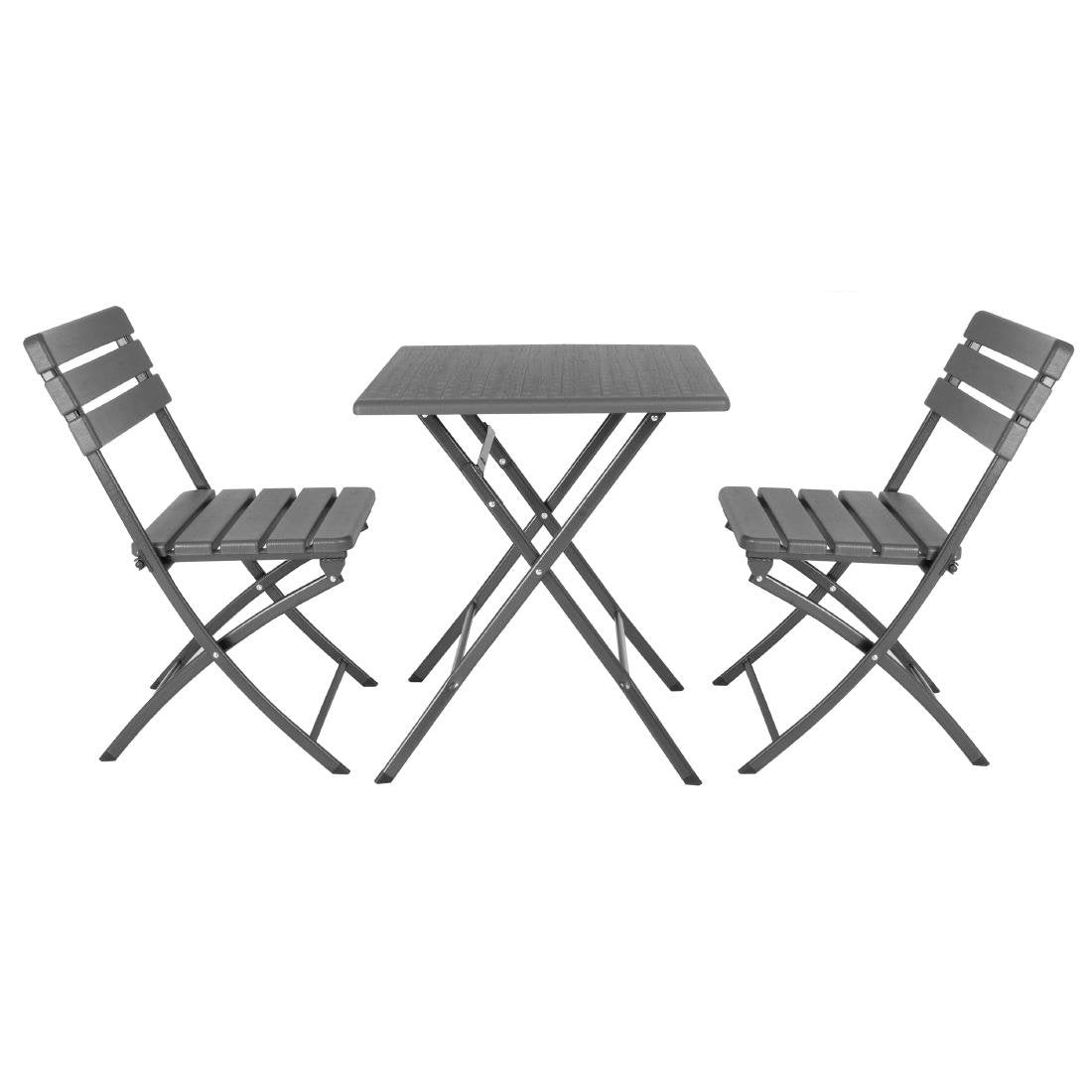 Bolero Folding Chairs Grey Wood Effect (2 Pack) - HZ891