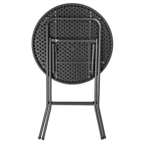 Bolero Folding HDPE Bar Table Wood Effect Black 800mm - HZ892