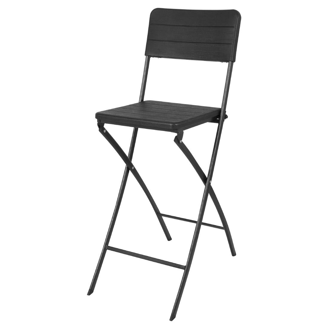 Bolero Folding Bar Chairs Black Wood Effect (2 Pack) - HZ893