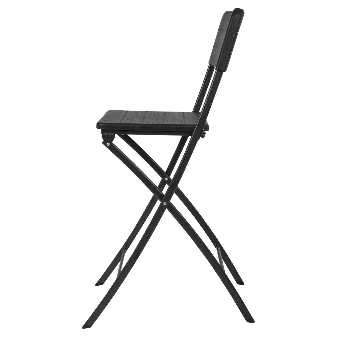 Bolero Folding Bar Chairs Black Wood Effect (2 Pack) - HZ893