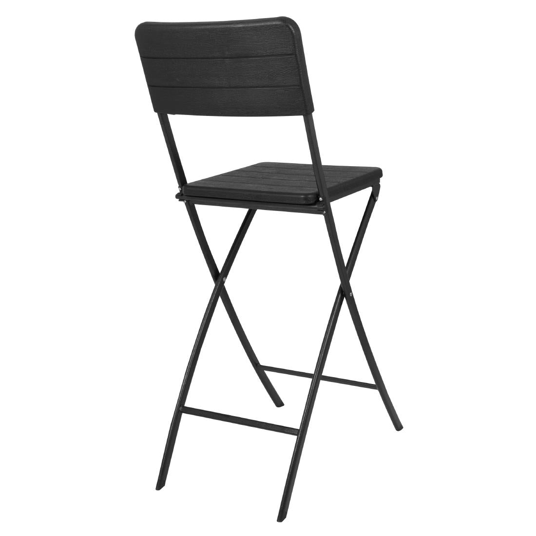 Bolero Folding Bar Chairs Black Wood Effect (2 Pack) - HZ893
