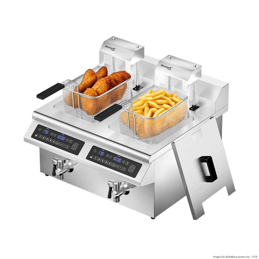 Benchstar Double Tanks Auto Lifting Induction Fryer - IF7000D-AL