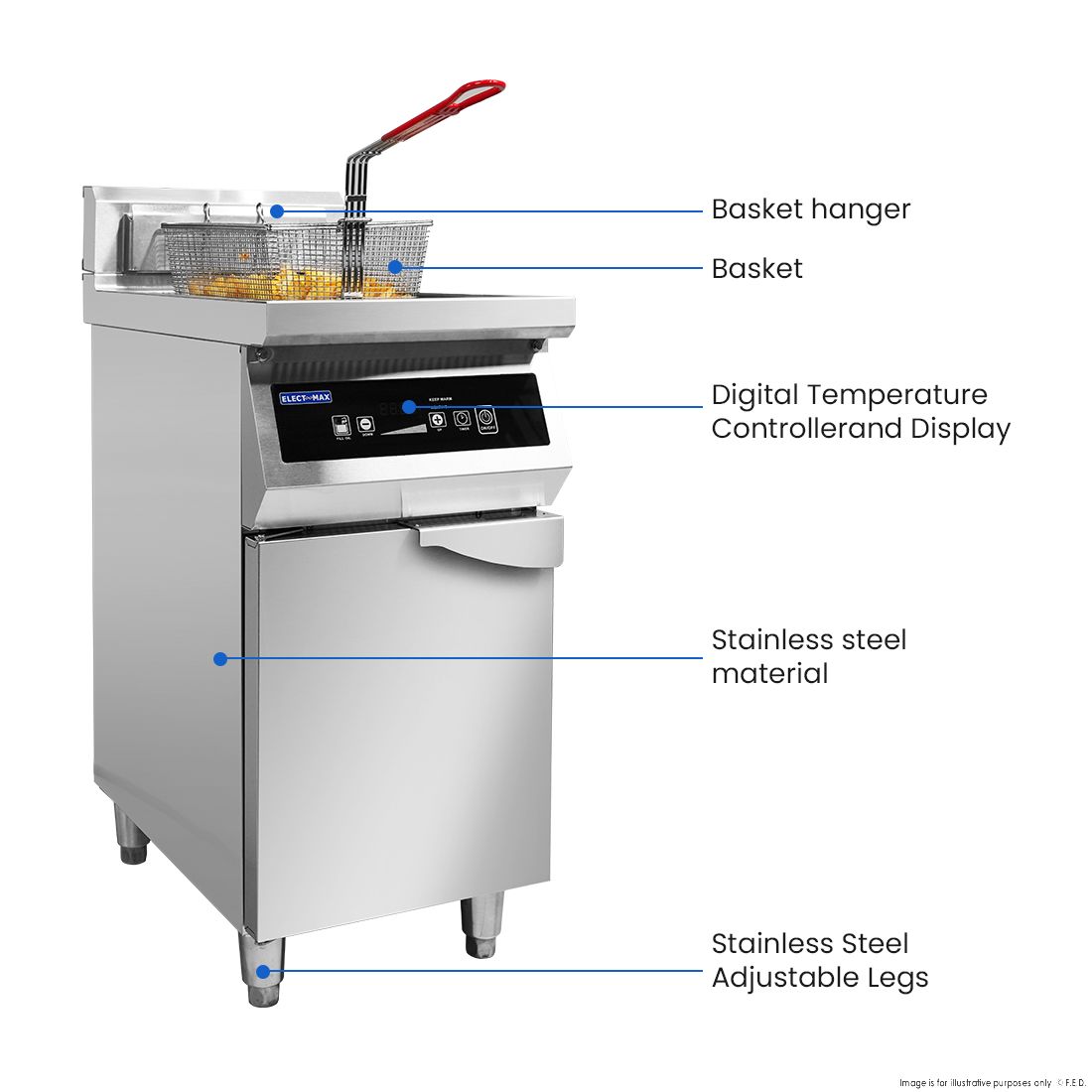 Electmax 700 Series Induction Single Fryer with Splashback IFS7-30L