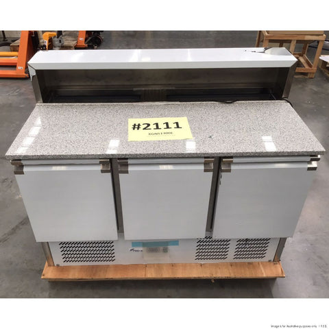 2NDs: FED-X Three Door Salad Prep Fridge with Marble Top - XGNS1300E-NSW2111