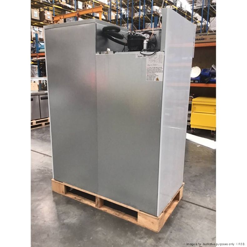 Ex-showroom: FED-X S/S Two Full Glass Door Upright Fridge XURC1410G2V-NSW1693