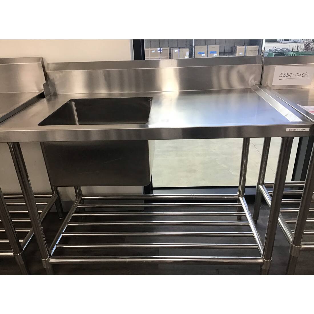 2NDs: Left Inlet Single Sink Dishwasher Bench SBBD-7-1200L-VIC237