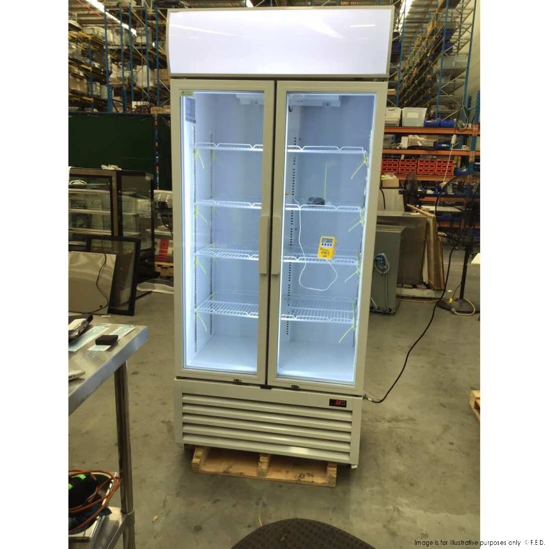 2NDs: Thermaster 580L Double Glass Door Colourbond Upright Drink Fridge LG-580P-NSW1663