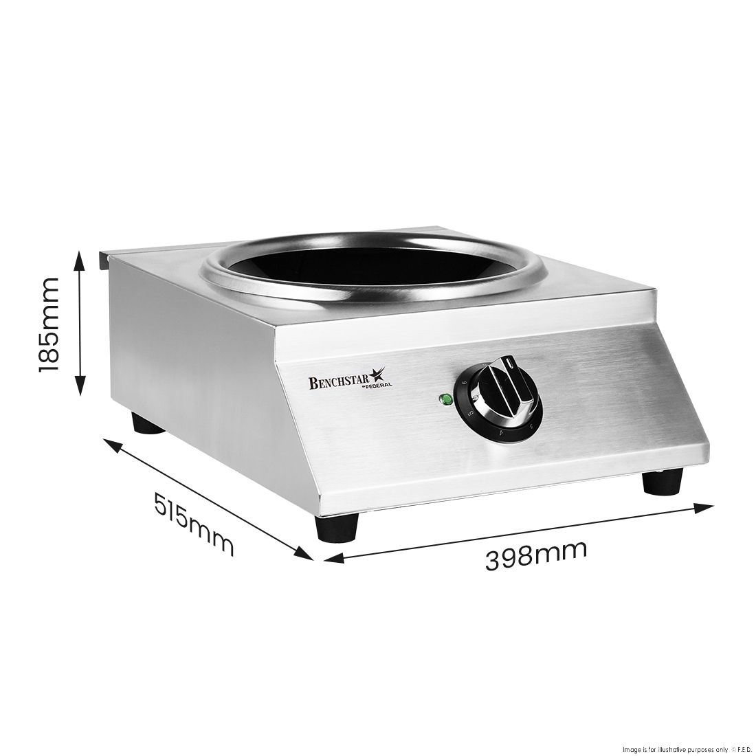 Benchstar Ceramic Induction Wok W/ Stainless Steel Body IW500