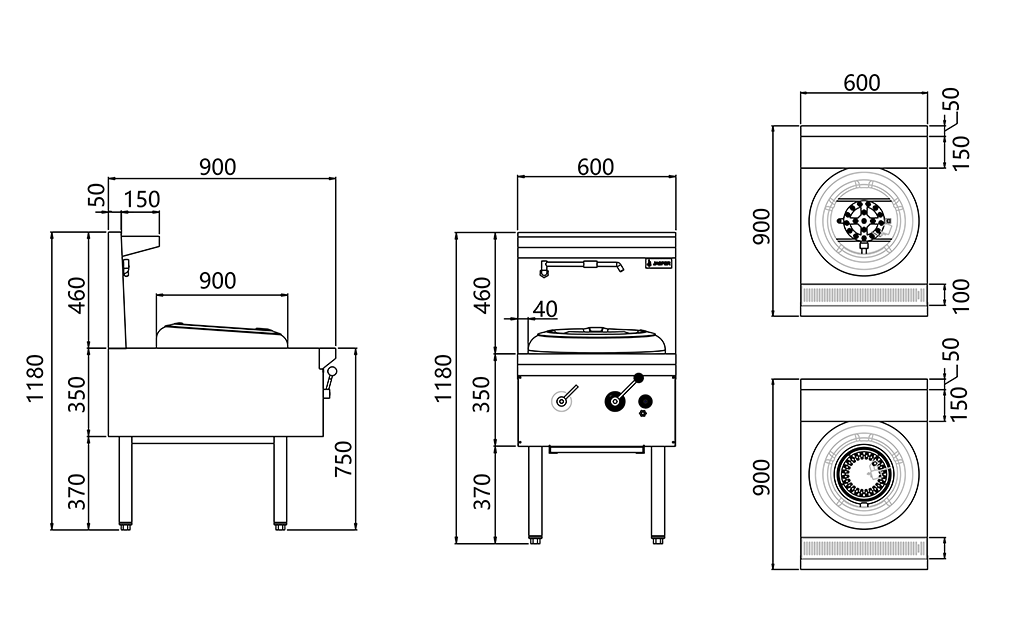 Jasper Single Wok Chimney Burner - Natural Gas