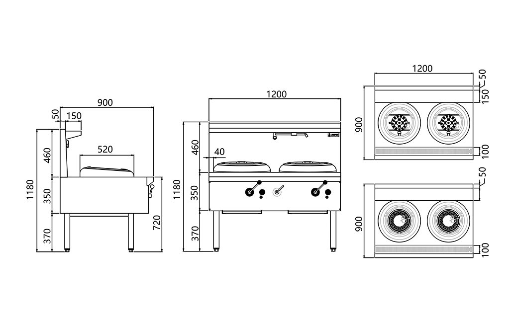 Jasper Double Wok Chimney Burner - LPG