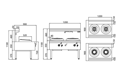 Jasper Double Wok Chimney Burner - Natural Gas