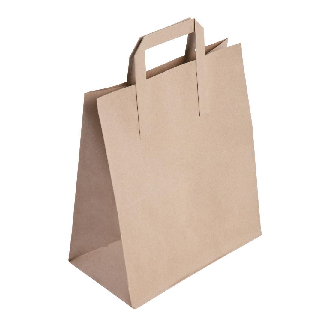 Fiesta Recyclable Flat Handle Brown Paper Bags Large (250 Pack) - JA529
