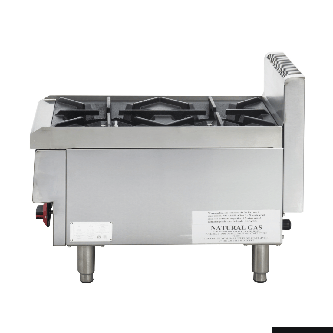 GasMax Benchtop Natural Gas 2 Burner Cooktop W/ Splashback JUS-TR-2B