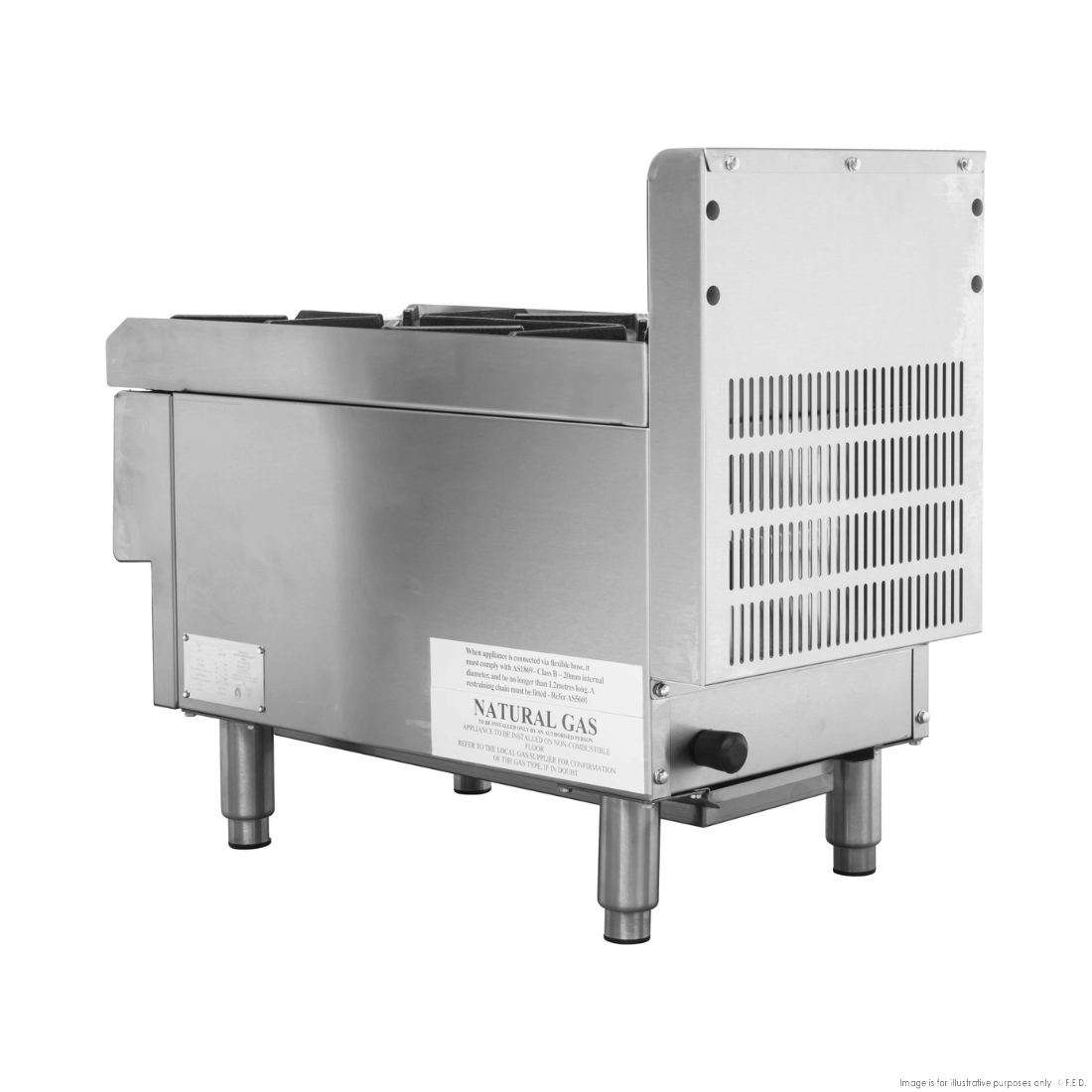 GasMax Benchtop Natural Gas 2 Burner Cooktop W/ Splashback JUS-TR-2B