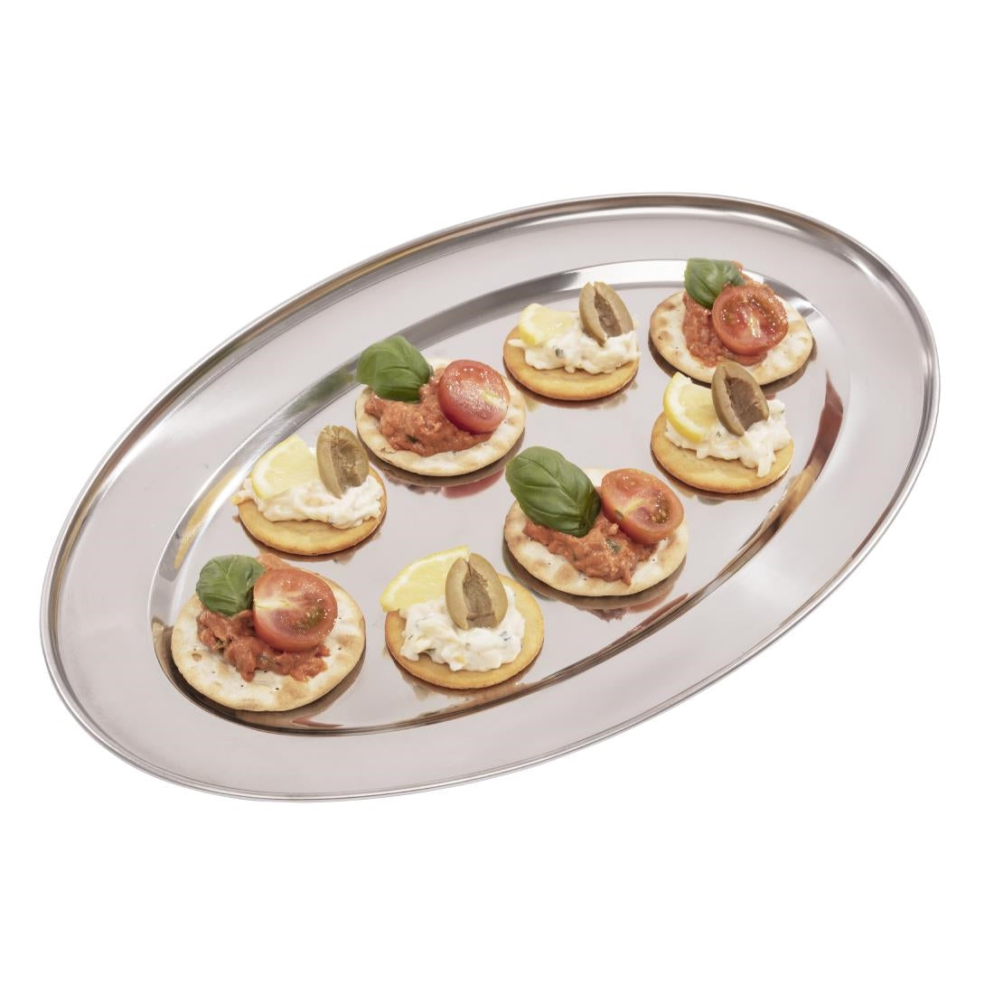 Olympia Stainless Steel Oval Service Tray 400mm - K365