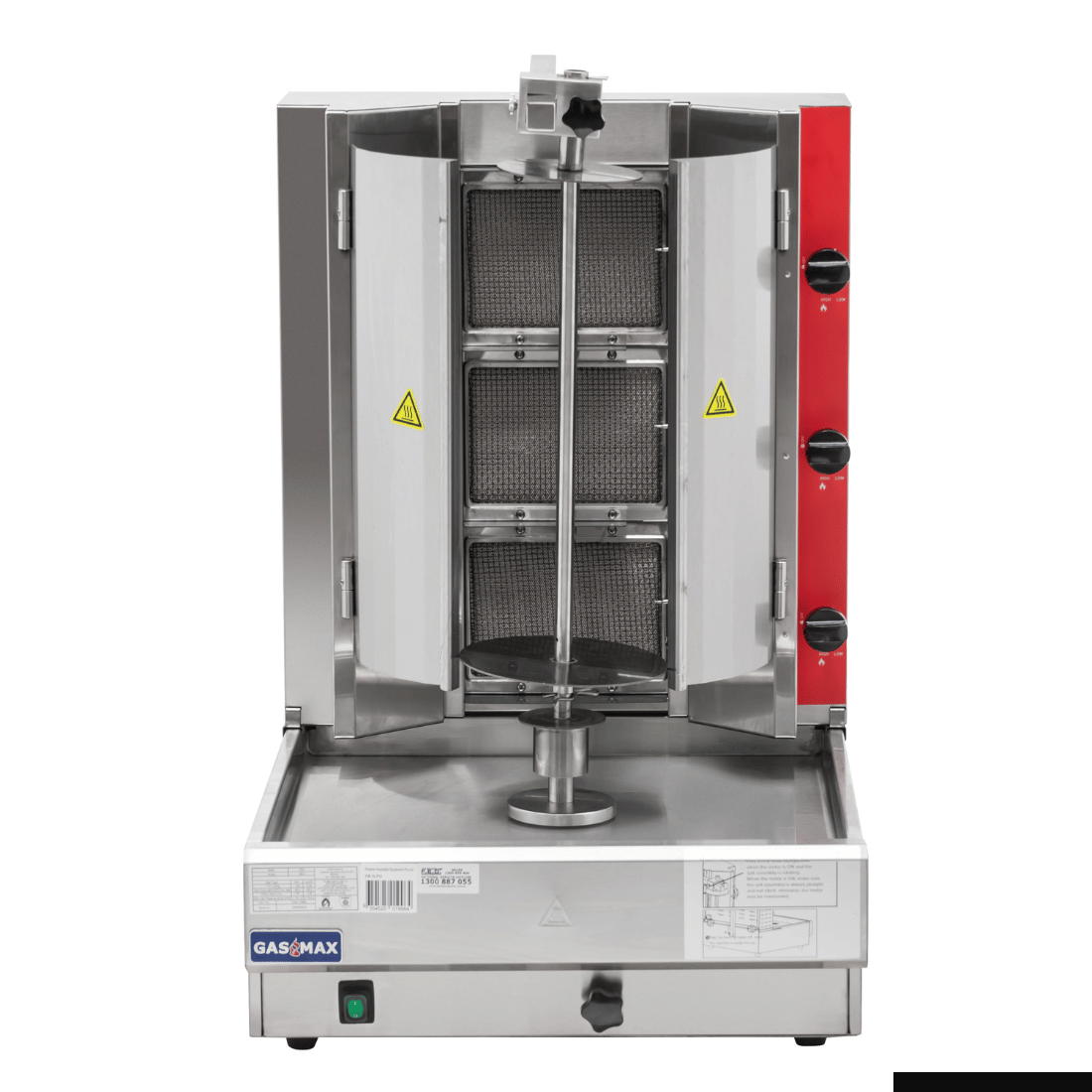 GasMax KB-3 Semi-automatic 3 Burner Kebab Machine - Natural Gas/LPG