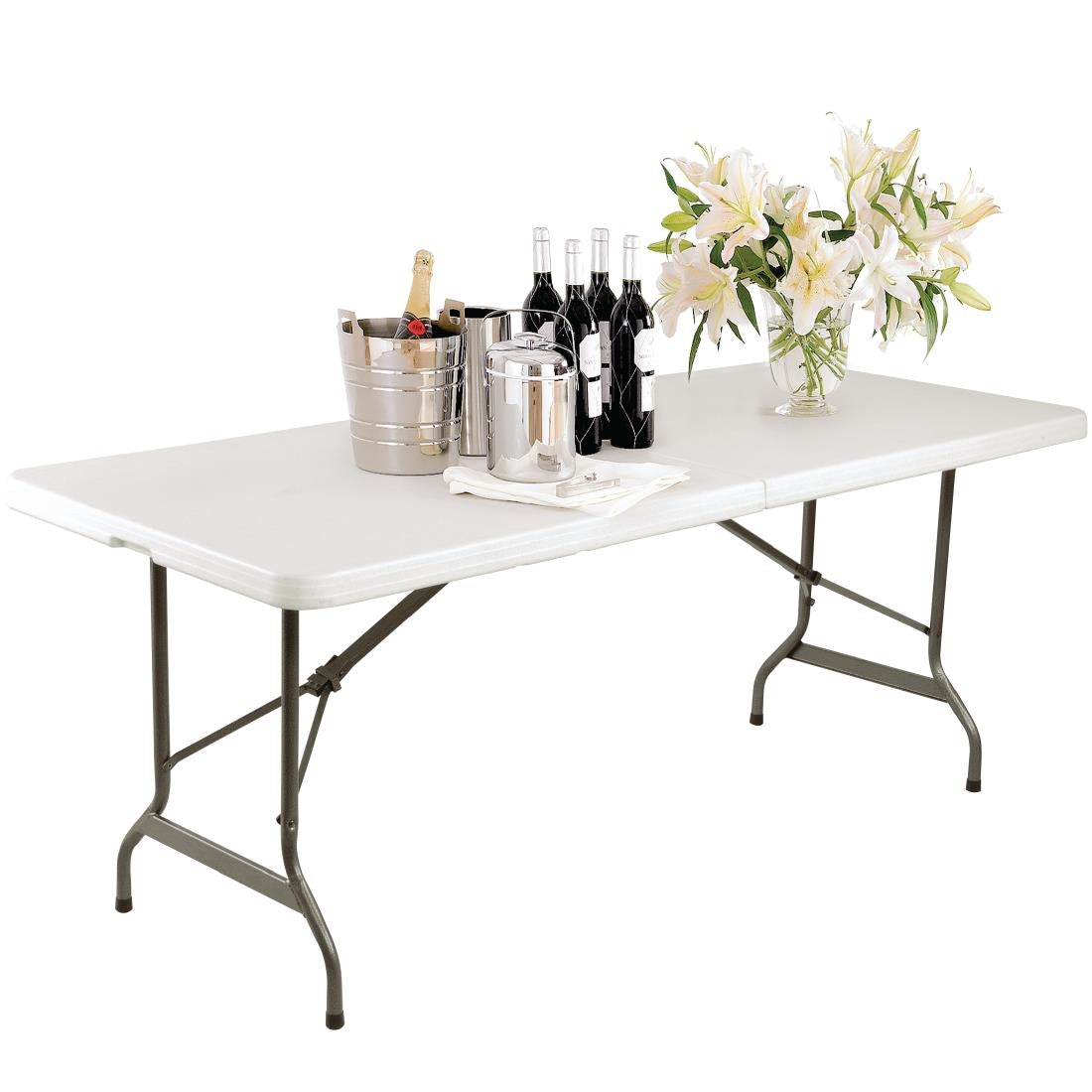 Bolero Rectangular Centre Folding Table 6ft White - LL001